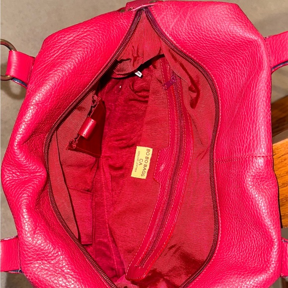 Genuine Italian Red Leather Shoulder Bag with Gold Hardware - Picture 5 of 8